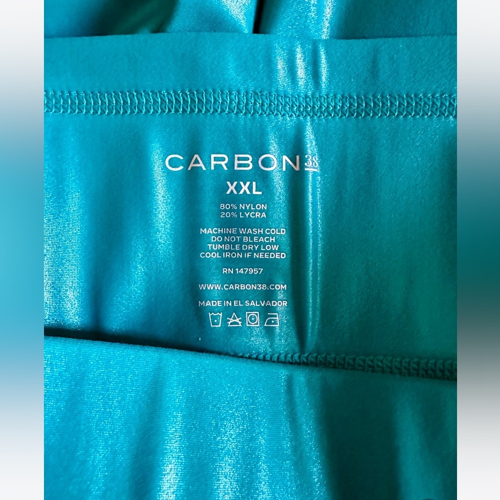 CARBON38 High Rise Full Length Leggings Takara Shine in Turquoise Takar Shine - Picture 16 of 16